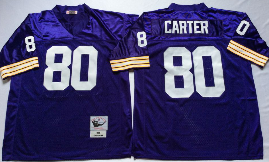 Men NFL Minnesota Vikings 80 Carter purple Mitchell Ness jerseys